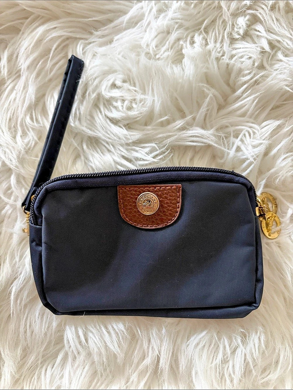 Faux Longchamp Blue Nylon small wallet